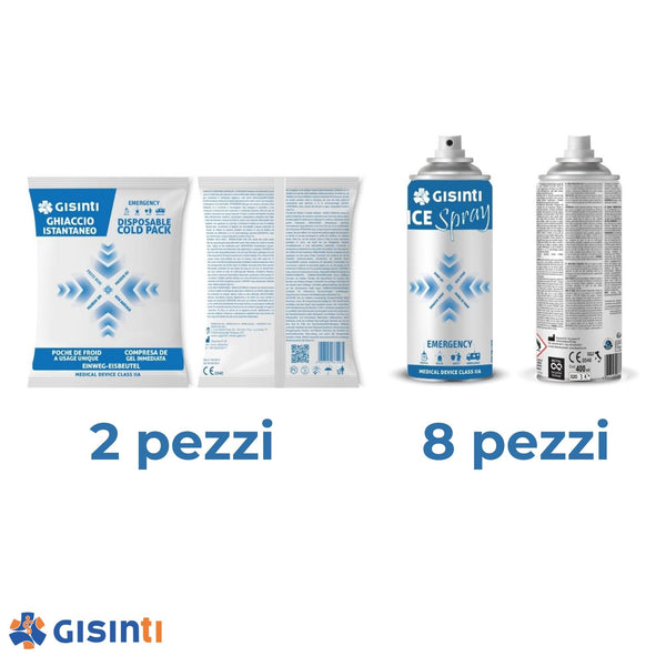 Kit Sport: Ghiaccio Istantaneo + Ghiaccio Spray Ideale per Borse Mediche Sportive Calcio Basket Tennis Futsal Conf. 8 Ghiacci Istantanei + 2 Ghiacci Spray
