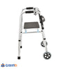 Deambulatore Pieghevole Avanzato per Anziani, Regolabile in Altezza con 2 Ruote e 2 Puntali Antiscivolo, Struttura in Alluminio Leggero e Resistente
