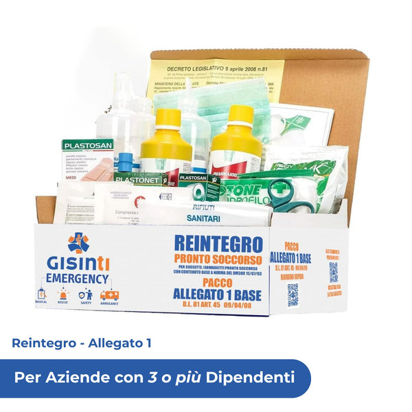 Reintegro Cassette Pronto Soccorso All.1 Per Aziende 3 o più Dipendenti - Pacco Reintegro Allegato 1 - DM388