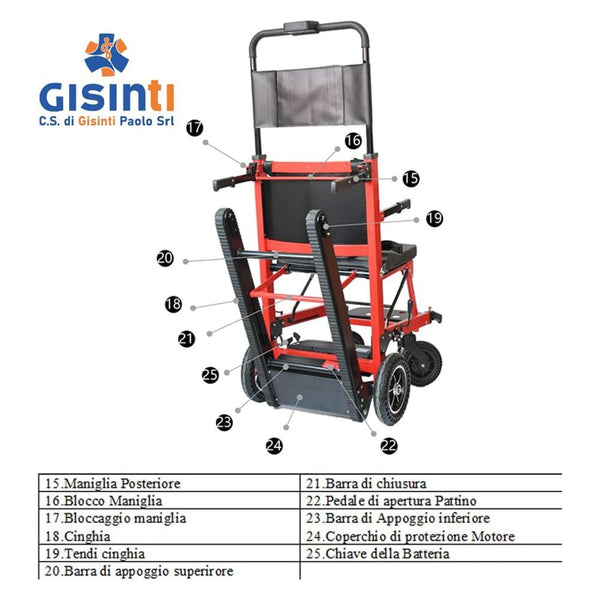 Sedia Motorizzata Montascale, Montascale per disabili Elettrico, Sali Scendi scale Sedia a Rotelle per Scale Batteria Lunga Durata