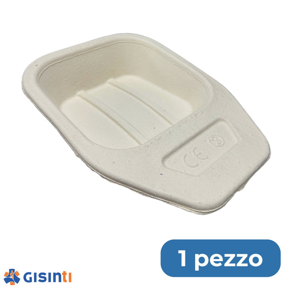 Padella monouso in carta pressata – 100% biodegradabile e riciclabile – Capacità 2L – Tenuta liquidi fino a 4 ore – Per ospedali e case di cura – Confezione da 1 pezzo