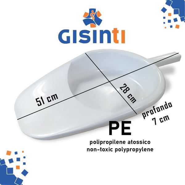 Padella Letto per Disabili Padella sanitaria Da Letto Padelle per Igiene Allettati Anziani Urinatore Donna in Polipropilene ATOSSICO Made in Italy 1 pezzo colore Bianco