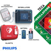 Kit Defibrillatore semiautomatico Philips Frx Con Teca Da interno e pannello in ABS. Defibrillatore Portatile, comprensivo di Valigetta Batteria Piastre Adulto/pediatriche Garanzia 8 ANNI