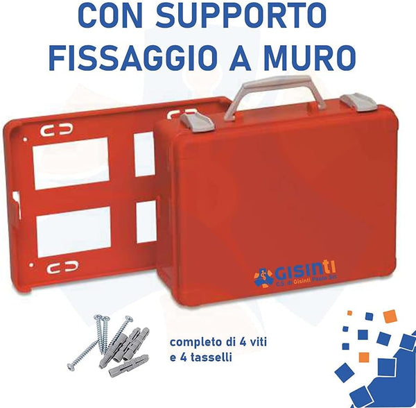 Cassetta Pronto Soccorso All.1 per Aziende con 3 o più Lavoratori Gruppo A e B + Cartello PVC 30×20 Cassetta Colore Arancio