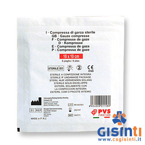 Buste garza compressa sterile 10×10 cm